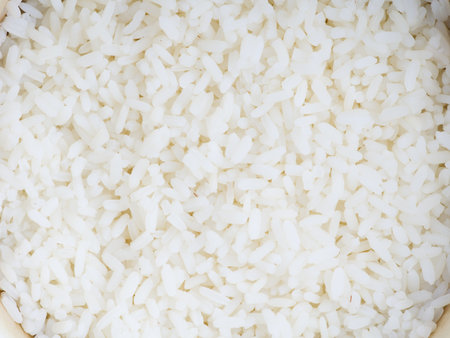 The texture of already cooked rice.の写真素材