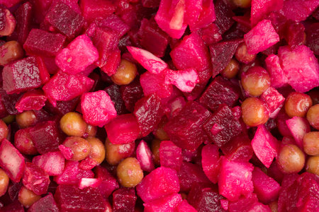 Vegetable salad. Texture. Closeup. Top viewの写真素材