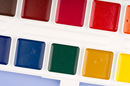Paints for drawing closeup. View from aboveの写真素材