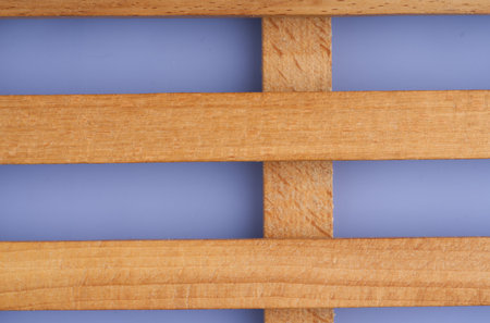 Texture of wooden cage neatly made closeup. Top viewの写真素材