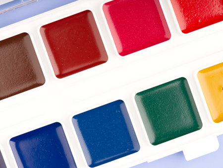 Paints for drawing closeup. View from aboveの写真素材