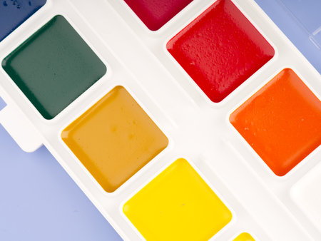 Paints for drawing closeup. View from aboveの写真素材