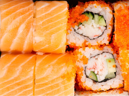 Pieces of sushi. View from above. Closeupの写真素材