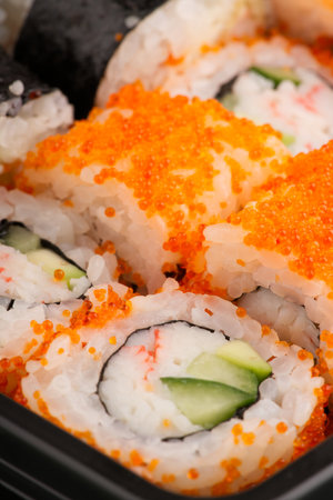 Pieces of sushi. Vertical. Closeupの写真素材