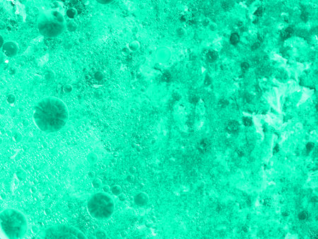 Abstract green texture with dark bubbles. view from above.の写真素材