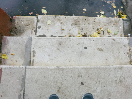 Light steps top view. Shoes are also visible