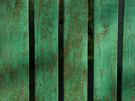 The texture of wooden fence boards. Green color.の写真素材