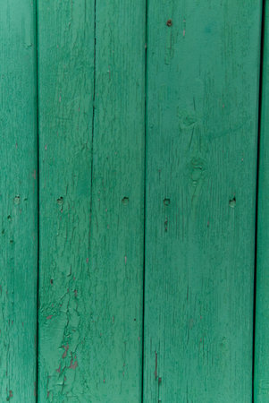 The texture of wooden fence boards. Green color. Vertical snapshot.の写真素材