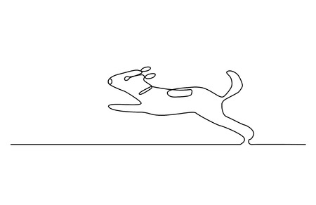 Continuous line drawing of dog in a jumpのイラスト素材