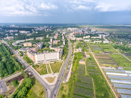 top view on the panorama of city - Kirovo-Chepetsk Russia.