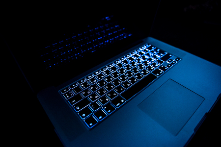 Laptops Keyboard in the Night close upの写真素材