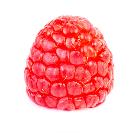 Fresh raspberry isolated on white background macro