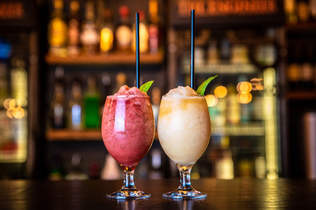 two cocktails on the bar counter.の写真素材