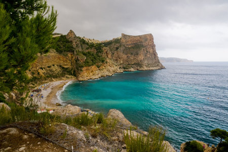 Beach in mountainsの写真素材