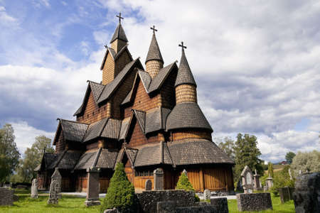 Heddal Stave Church is Norways biggest stave Church. It was built ca. 1250.の写真素材
