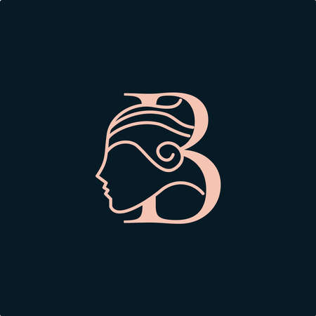 Letter B Head Women Beauty Logo Icon Vectorのイラスト素材