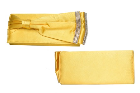 yellow clutch with bow and diamondsの写真素材