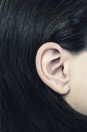 womans ear closeupの写真素材