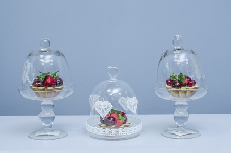 Cake under glass protective coverの写真素材