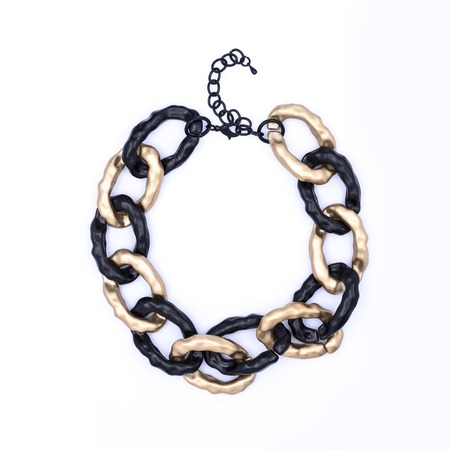 necklaces thick chain isolated on whiteの写真素材