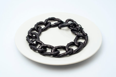 plate with jewelsの写真素材