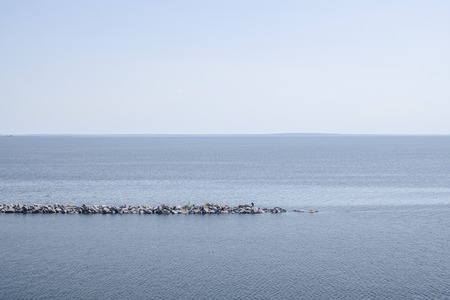 Line of stones in the seaの写真素材