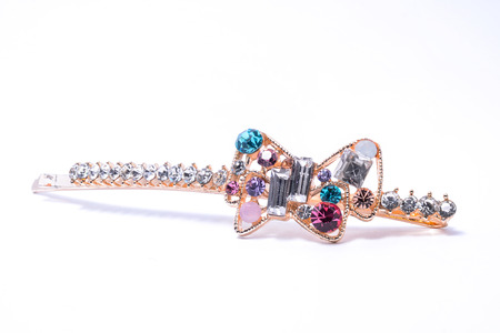 Barrette with bow isolated on whiteの写真素材