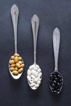 Different kinds of bean seeds backgroundの写真素材