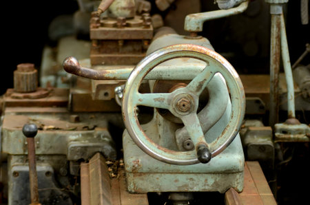 old lathe, round handle latheの写真素材
