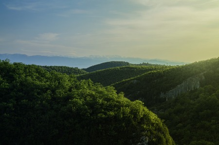 canyon and sky landscape, sunrise in the mountainsの写真素材