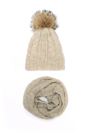 bubo hat and scarf isolated on whiteの写真素材
