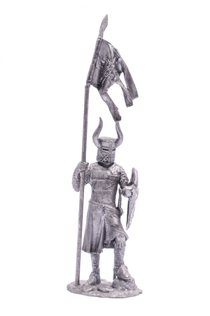 tin soldier medieval knight  isolated on whiteの写真素材