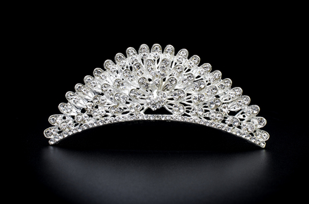 silver tiara isolated on a black backgroundの写真素材