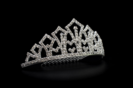 silver tiara isolated on a black backgroundの写真素材