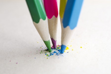 color pencils writes on paper macroの写真素材