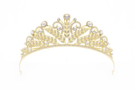 golden crown on a white backgroundの写真素材