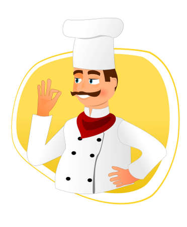 Smiling chef with mustacheのイラスト素材