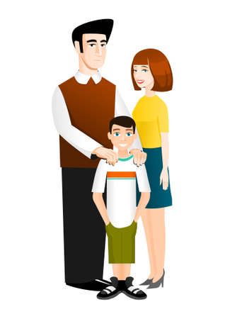 Family of three people: father, mother and sonのイラスト素材