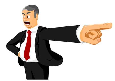 Angry boss saying: "You are fired!"のイラスト素材
