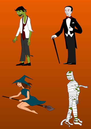 Collection of Halloween charactersのイラスト素材