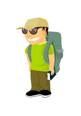 Young backpacker with travel guideのイラスト素材