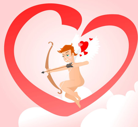 Valentine with Little cupid with bow