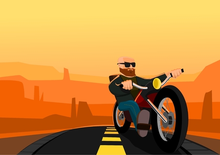 Biker in the Desertのイラスト素材