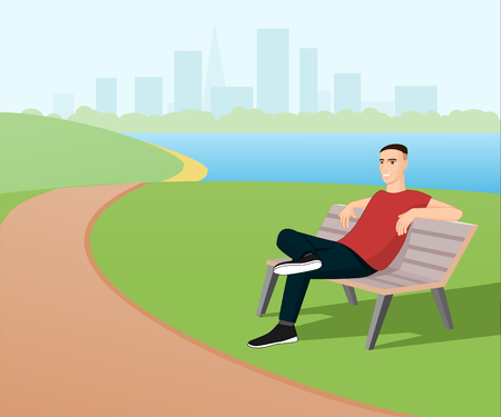 Man relaxing in the parkのイラスト素材