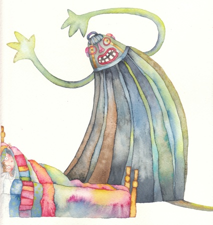 The monster, illustration of the story  backpack の写真素材