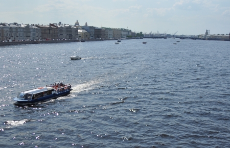 Neva river in Saint Petersburg, Russiaの写真素材