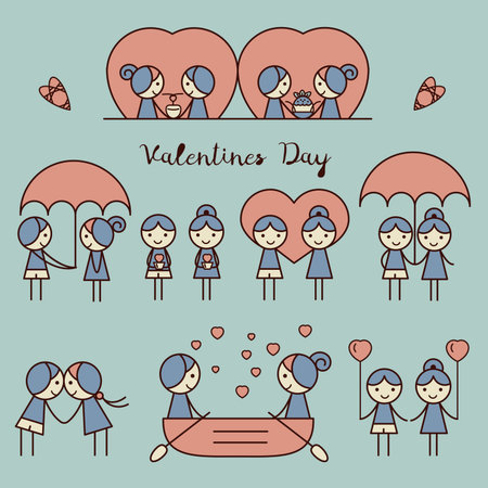 Couple in love vector characters isolated, White backgroundのイラスト素材
