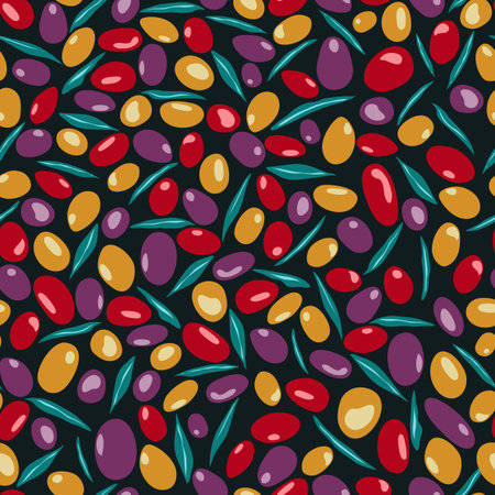 Olive pattern, Black illustrationのイラスト素材