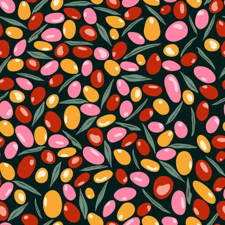 Olive pattern, Black green illustrationのイラスト素材