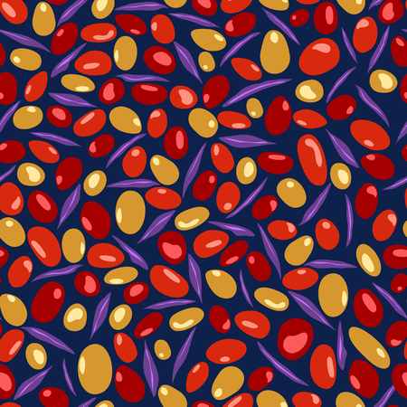 Olive pattern, Blue orange illustrationのイラスト素材